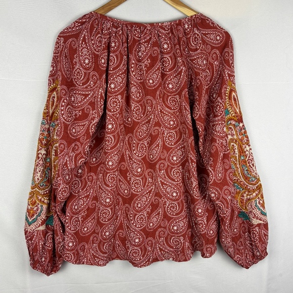 Savanna Jane Women's Long Sleeve Peasant Blouse Top Sz M Embroidered Boho Gypsy - Picture 2 of 8